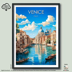 Venice Travel Print Gift Venice Wall Art Gallery Hanging Home Décor Italy Digital Download Artwork Poster Italian Art Venice Art Lovers Gift