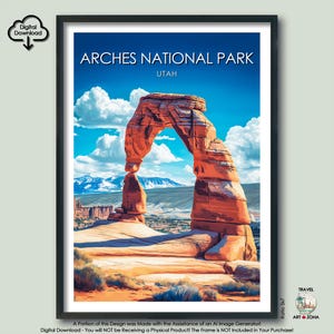 Arches National Park Travel Print Gift Arches National Park Art Lovers Gift Utah Digital Download Poster American Wall Art Gallery Décor