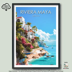 Riviera Maya Travel Print Gift Mexican Wall Art Gallery Hanging Home Décor Mexico Digital Download Art Poster Riviera Maya Art Lovers Gift