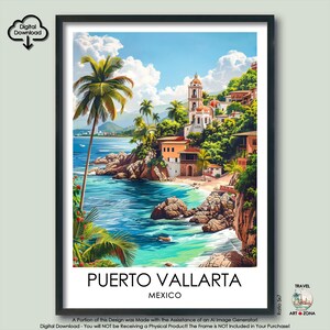 Puerto Vallarta Travel Print Gift Mexican Wall Art Gallery Home Décor Mexico Digital Download Artwork Poster Puerto Vallarta Art Lovers Gift