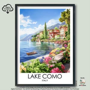 Lake Como Travel Print Gift Italian Wall Art Gallery Hanging Home Décor Bellagio Lake Como Art Lovers Gift Italy Digital Download Art Poster