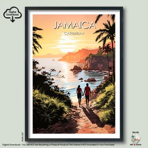 Jamaica Art Print Gift Unique Caribbean Travel Wall Art Digital Download Jamaican Art Gallery Travel Poster Gift Jamaica Vacation Décor