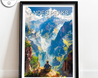 Andes Travel Poster Gift Peru Travel Wall Art Digital Download Gift Peru Vacation Print Souvenir Gift Andes Peaks Art Lovers Wall Art Décor