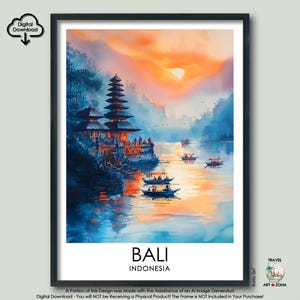 Bali Watercolor Travel Print Gift Bali Wall Art Gallery Hanging Home Décor Bali Art Lovers Gift Indonesia Digital Download Artwork Poster