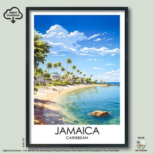 Jamaica Travel Poster Gift Unique Caribbean Travel Wall Art Digital Download Jamaica Vacation Décor Jamaican Art Gallery Travel Poster Gift