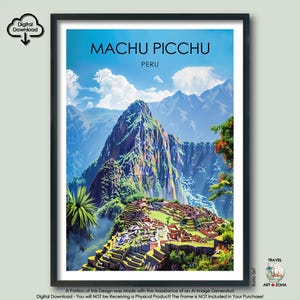 Machu Picchu Travel Print Gift Peru Digital Download Artwork Poster Machu Picchu Art Lovers Gift Peru Wall Art Gallery Hanging Home Décor