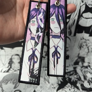 Anime Manga Woven Embroidered Jet Tag Keychain