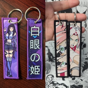Anime Manga Woven Embroidered Jet Tag Keychain