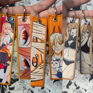 Anime Manga Woven Embroidered Jet Tag Keychain