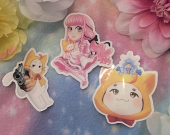 Pegatinas Infinity Nikki: Nikki y Momo, vinilo resistente al agua