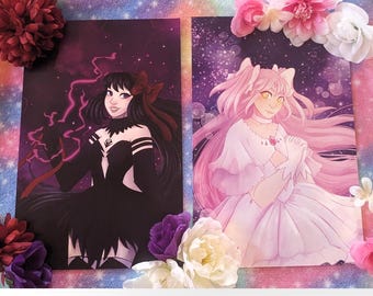 Madoka Magica Prints of Assorted Sizes, Mami, Madoka, Godoka and Homucifer Print, Sis Puella Madoka Magica