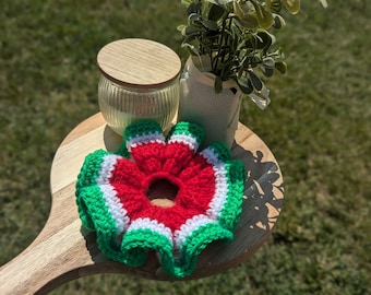 Crocheted Watermelon Scrunchie