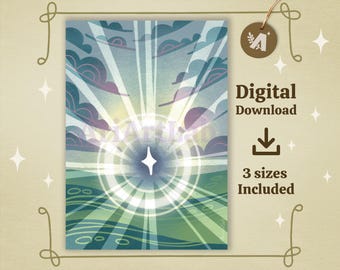 Impresión artística digital Radiant Sky: Póster de naturaleza caprichosa (tamaños A4, A5 y A6) (Descarga en PDF)