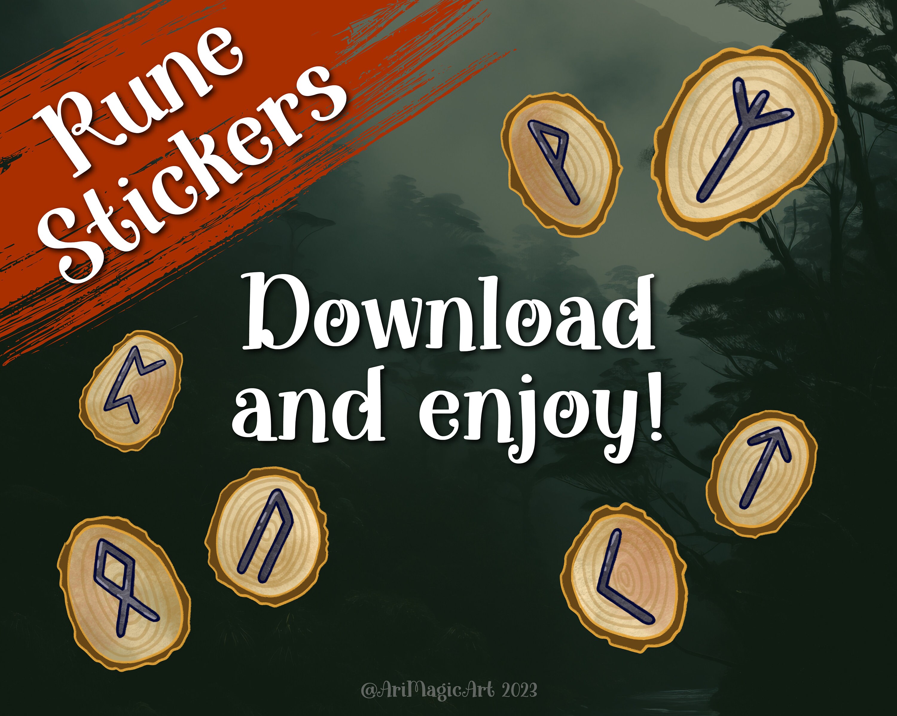 Undead Rune Sticker Runes Printable Stickers - Elder Futhark | Wicca Stickers | Witch's ...