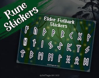 Pegatinas de runas del Futhark antiguo: Magia nórdica (Descarga digital)