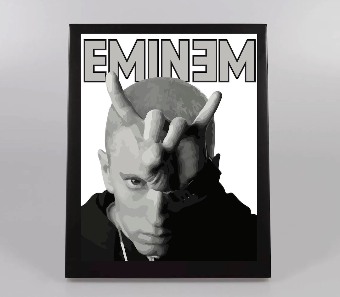 Eminem Devil Horns Digitally Painted Wall Art Etsy