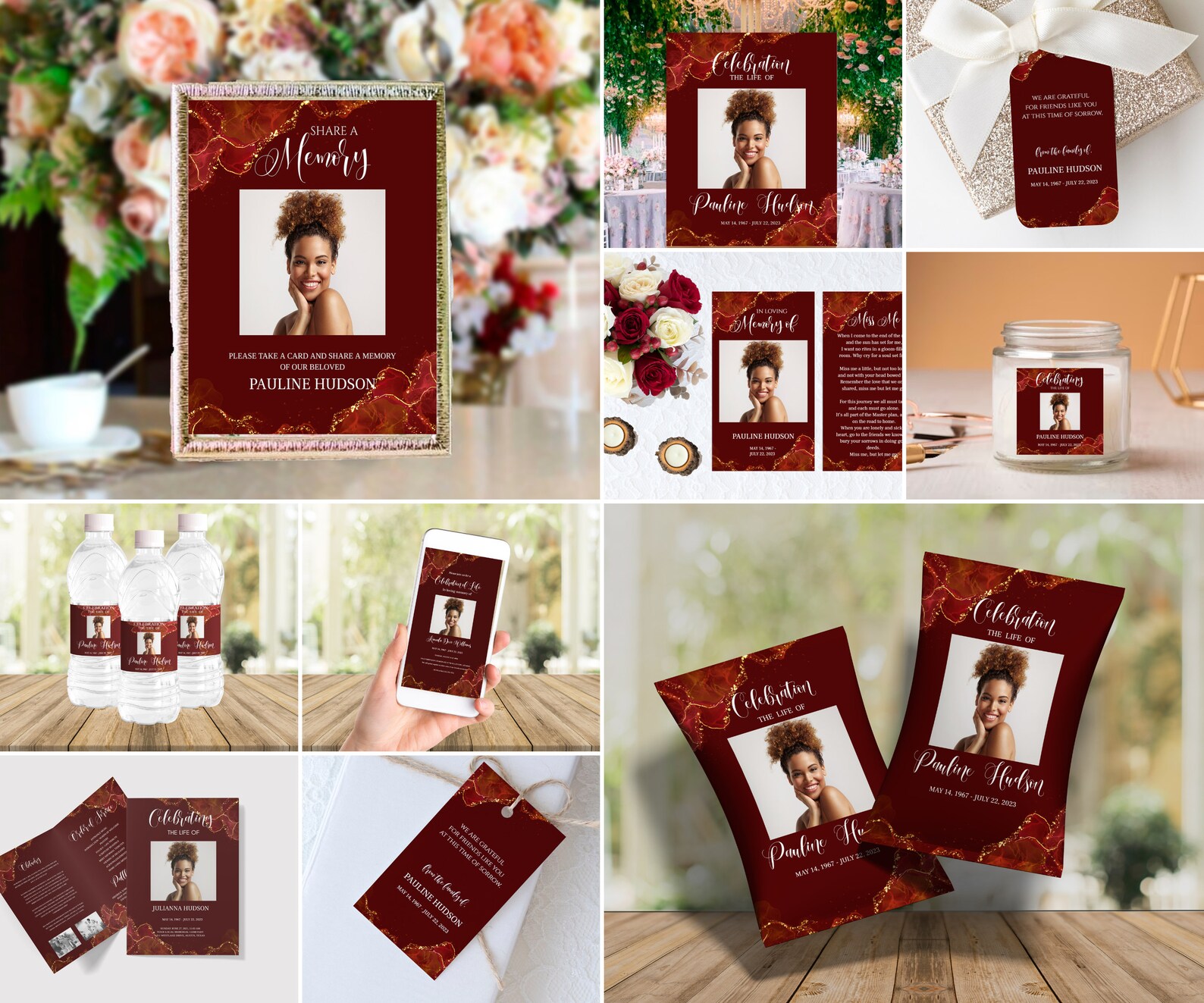 Burgundy Funeral Chip Bag Obituary Chip Bag Digital Chip Bag Etsy