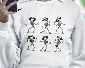 Funny Dancing Skeleton Sweatshirt, Spooky Halloween Gift