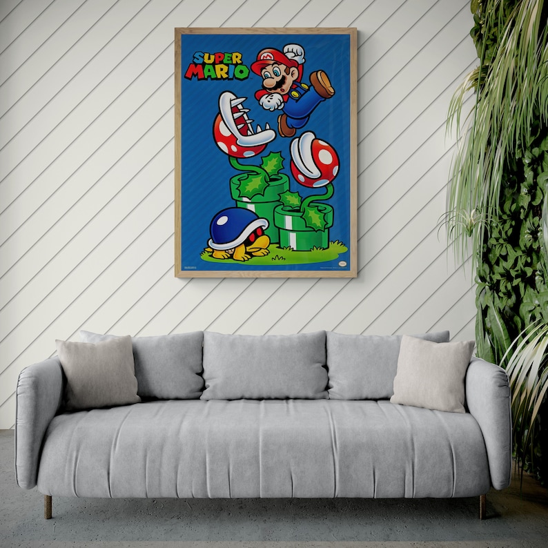Super Mario Wall Art, Super Mario Poster Print, Super Mario Fan Art