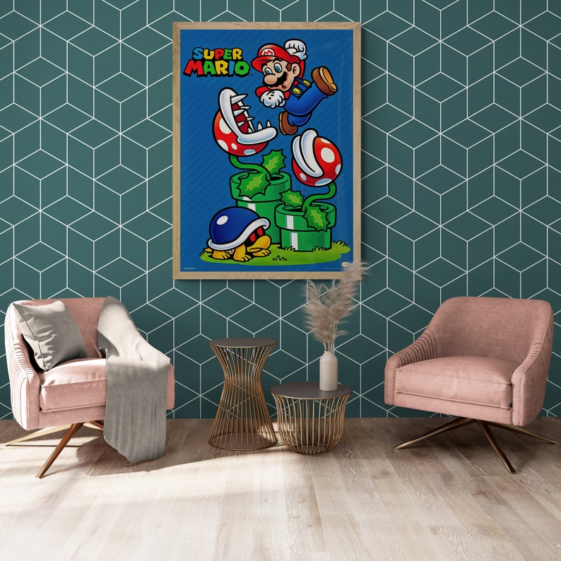 Super Mario Wall Art, Super Mario Poster Print, Super Mario Fan Art