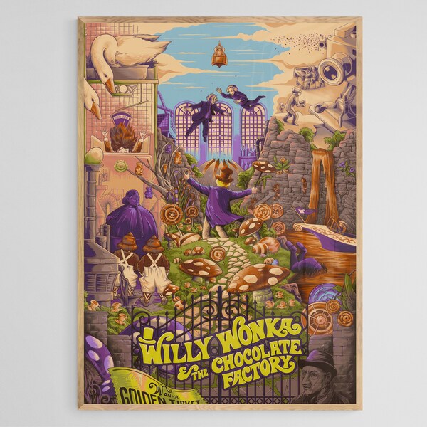 Willy Wonka Poster, Charlie and the Chocolate Factory Poster, Famous Movie Poster, Wall Decoration, Digital Poster, Willy Wonka Print,