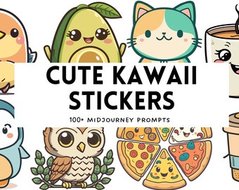 100+ Cute Kawaii Stickers Midjourney Prompt, AI Art, Midjourney Prompt, Midjourney AI Art, Learn Midjourney, Digital Art, AI Generate