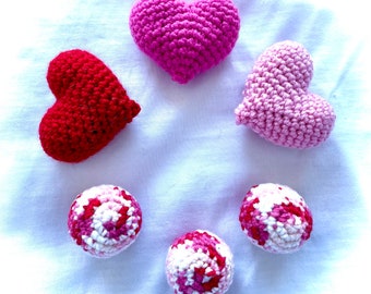 Crocheted catnip Heart | Set of 3 catnip balls | Cat gift | Kitten toys | Kitty toys | Hearts | Valentine gift