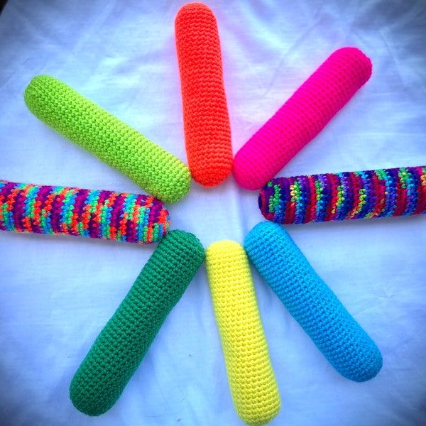 Crocheted cat kicker | Organic catnip | Handmade catnip toy | Cat gift | Kitten toys | Kitty toys | kick stick | neon | rainbow