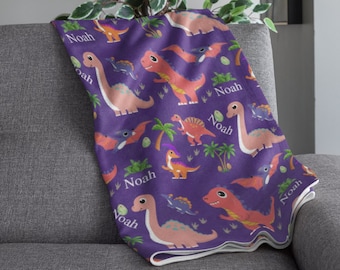 Personalized Dinosaur Blanket: Cozy Kids Name Blanket, Kidsroom Decor