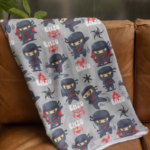 Personalized Ninja Blanket, Custom Ninjas Blanket, Customized Ninja Throw, All Over Print Blanket, Ninja Birthday Gift, Ninja Holiday Gift