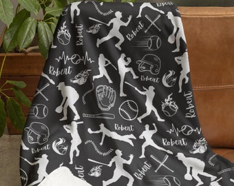 Personalized Baseball Blanket: Custom Minky Sherpa Throw