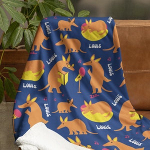 Personalisierte Erdferkel Decke, Individuelle Erdferkel Decke, Individuelle Wilde Tiere Decke, All Over Print Decke, Geburtstagsgeschenk für Kinder