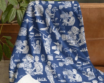 Manta Sherpa personalizada para equipo de filmación, regalo personalizado para amantes del cine, manta personalizada con nombre de cineasta, regalo de director de cine, regalo personalizado para camarógrafo