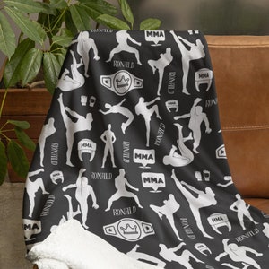 Personalized MMA Blanket, Custom Mixed Martial Arts Blanket, Customized MMA Throw, Sport All Over Print Athlete Gift, MMA Fan Birthday Gift
