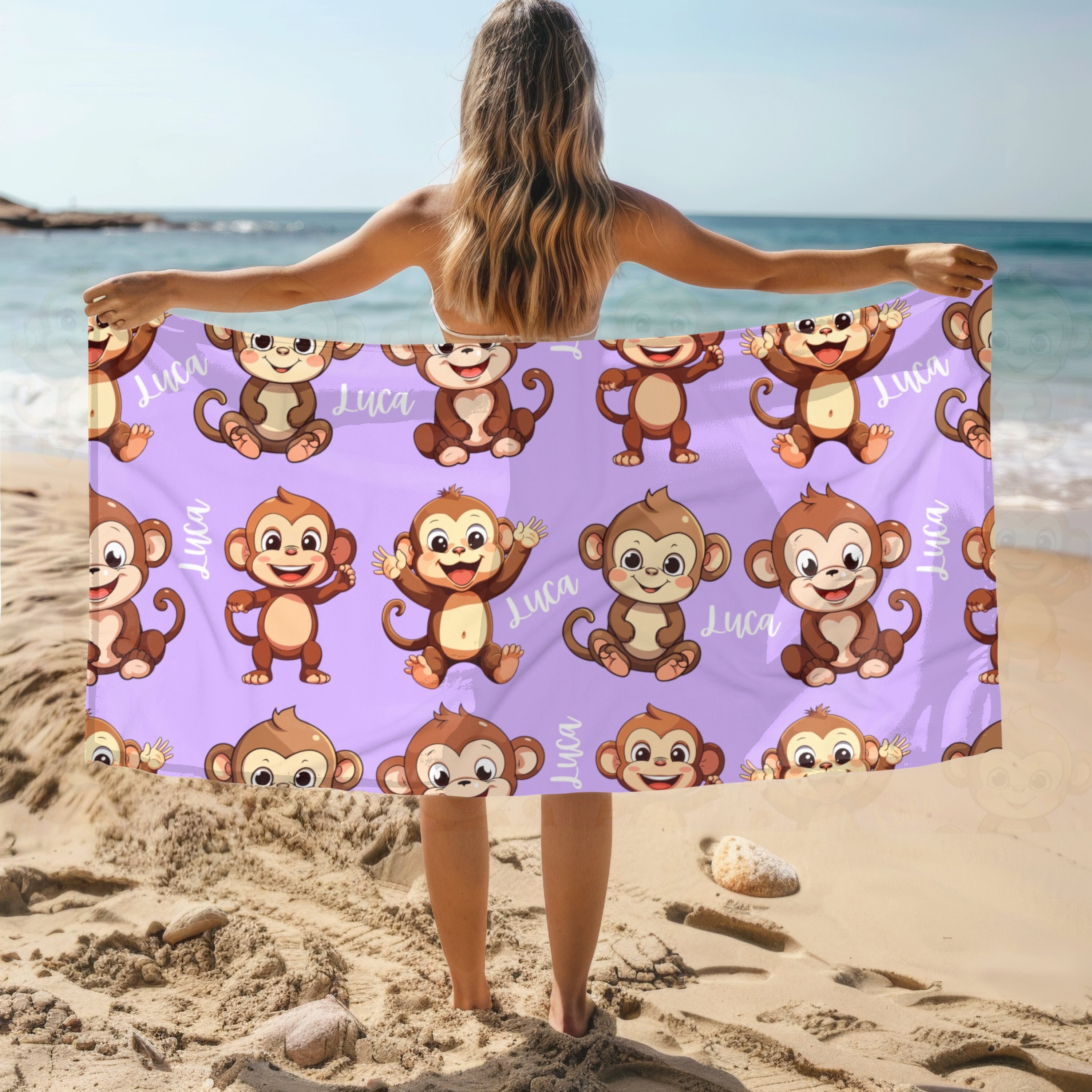Bacati Set Of 4 Happy Monkeys Muslin Swaddle Blankets - Pink/Purple/Grey, 45 X 45 Inches - View #7