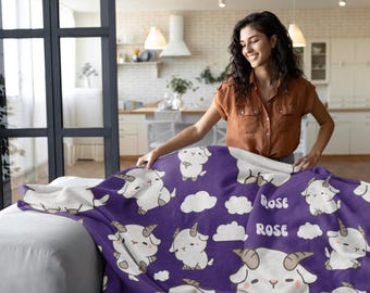 Coperta di capra personalizzata, coperta di capra personalizzata, coperta di capra personalizzata con cartoni animati, coperta con stampa integrale, biancheria da letto unica per bambini, simpatico regalo di capra