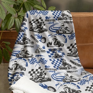 Personalized Race Car Blanket: Custom Kids Bedding, Racing Throw