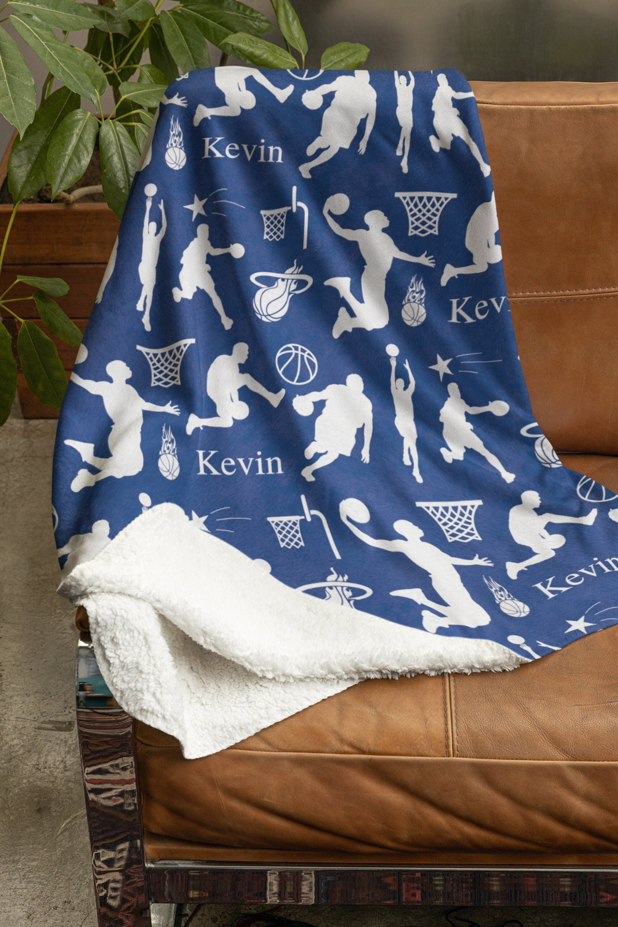 Personalized Basketball Player Blanket, Custom Basketball Blanky, Cool Boy Birthday Gift, Custom Name Blanket, Trendy Kidsroom Decoration