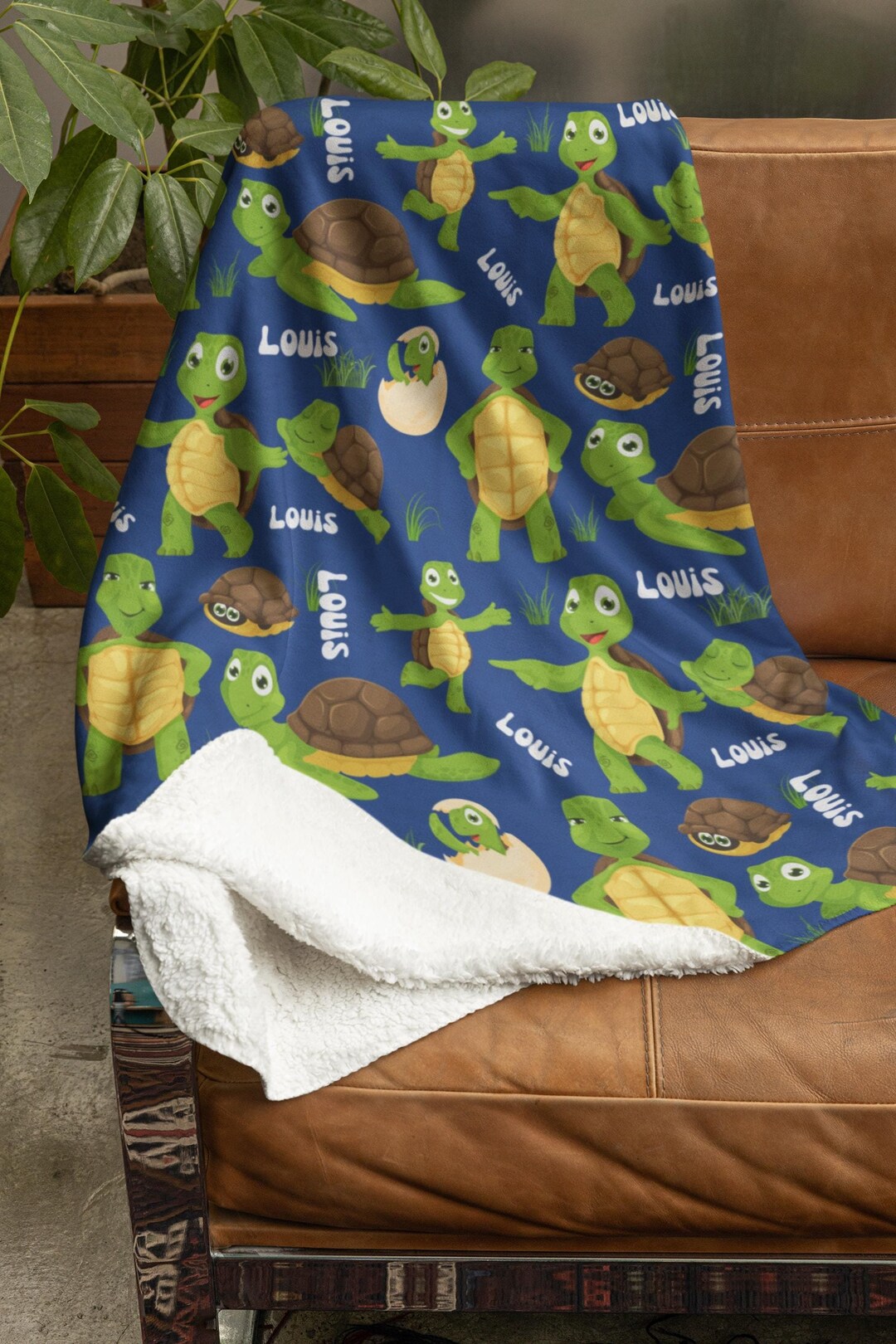 Personalized Turtles Blanket, Customized Name Blanket, Custom Turtle ...