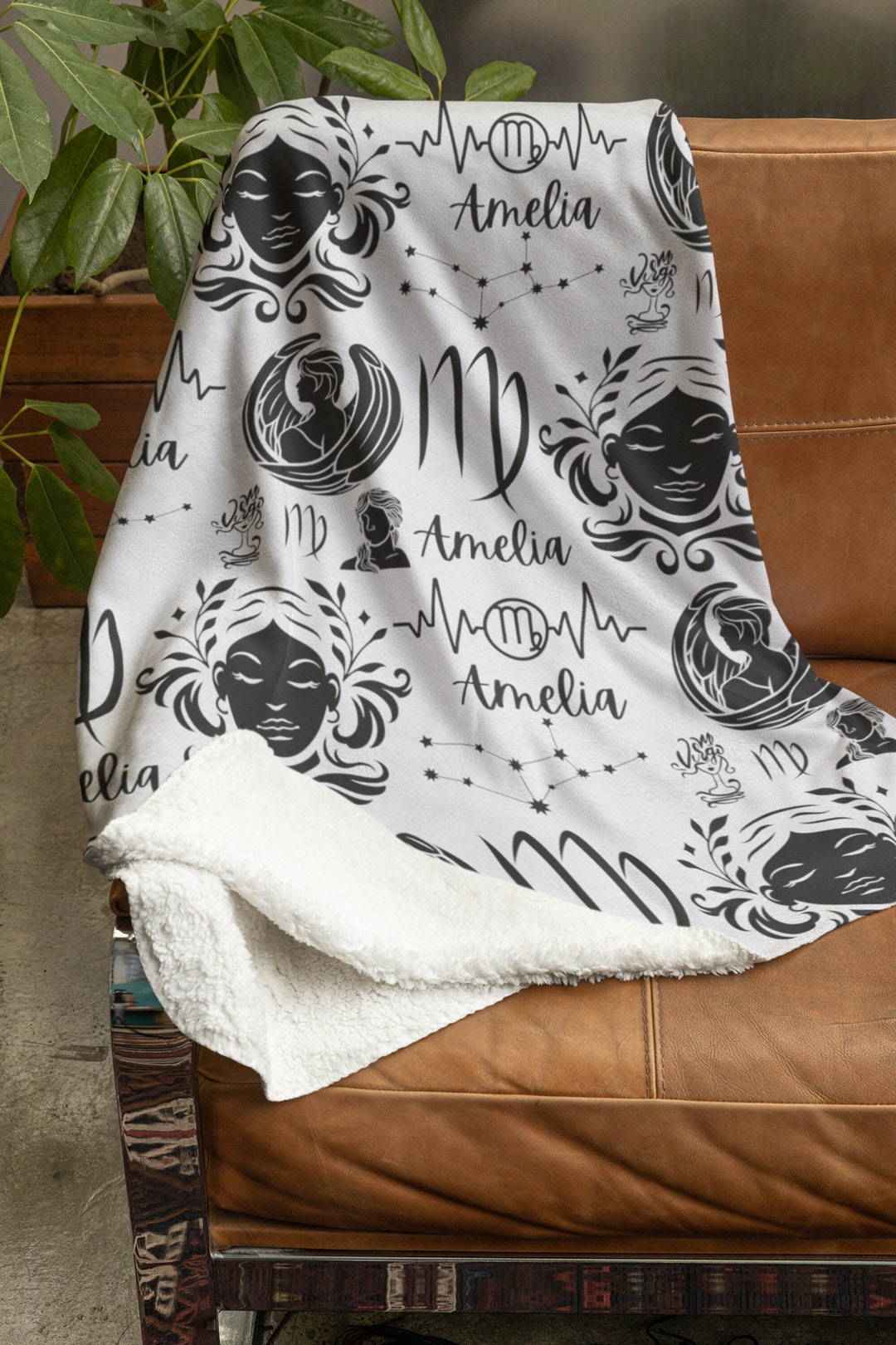 NICEFORNICE Personalisierte Jungfrau-Decke - Flanell, 152,4 X 203,2 Cm, Gemütlicher Überwurf, Geschenk Für Sternzeichen-Fans