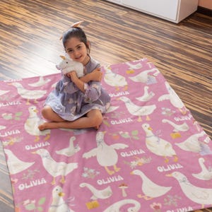 Personalized Goose Blanket, Custom Geese Blanket, Customized Cartoon Goose Animals Throw, All Over Print Ducks Blanket, Bday Gift for Kids