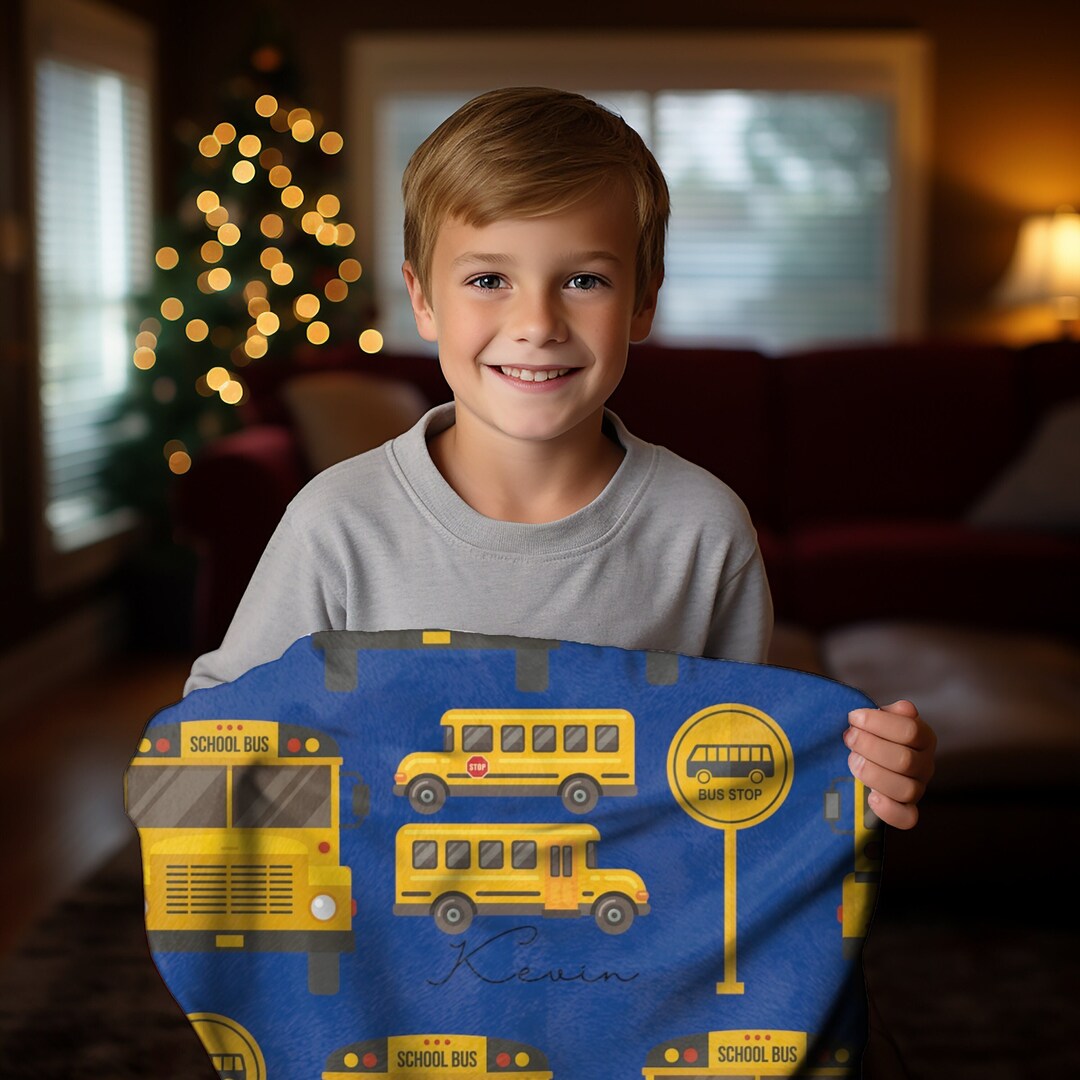 Personalized School Bus Blanket, Cozy Blanky, Best Gift for Back to