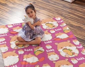 Personalized Hamster Blanket, Custom Hamsters Blanket, Customized Cartoon Hamster Throw, All Over Print Blanket, Unique Kidsroom Bedding
