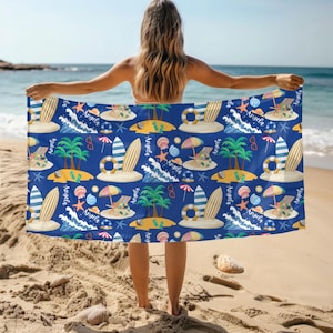 Custom Summer Beach Towel, Summer Vacation Towel, Customized Island Towel, Custom Name Hand Towel, Summer Vacation Gift, Traveling Gift