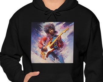 Jimi Snow Jamming Hooded Sweatshirt, Retro Jimi Hoodie, Jimi Hendrix Concert Hoodie, Jimi Hendrix Guitarist Fans Gifts