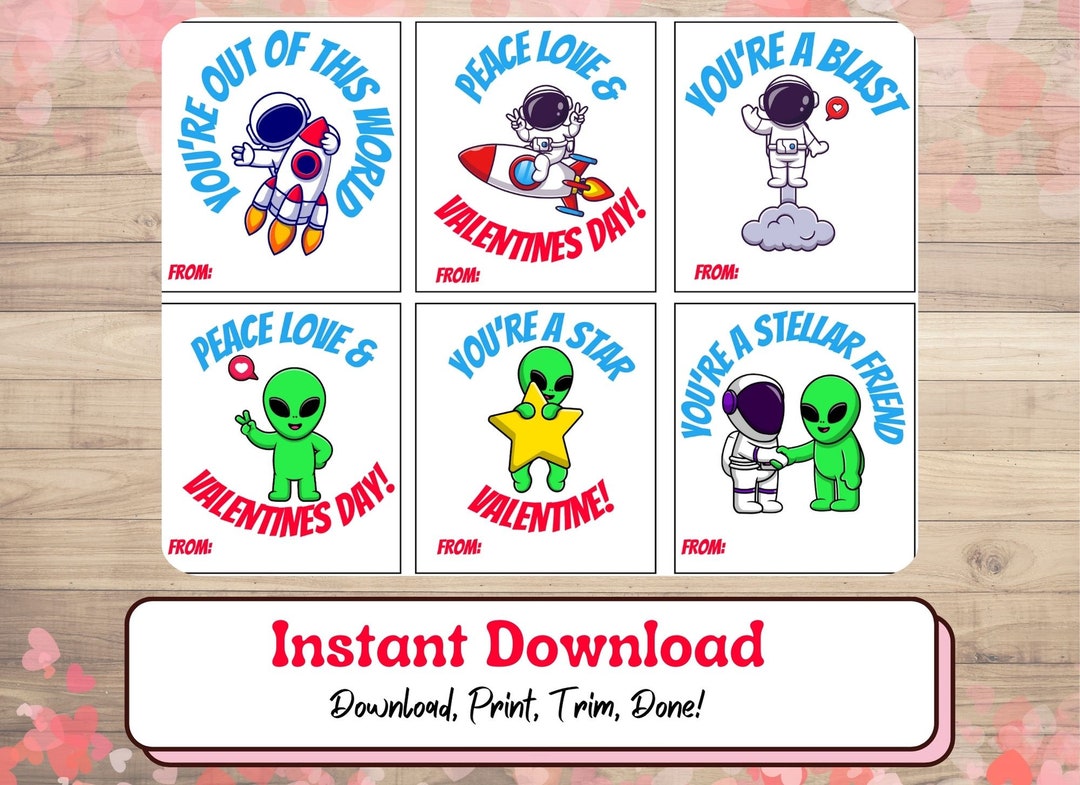 Space Valentines Cards Downloadable Printable Astronaut Cards Puns ...
