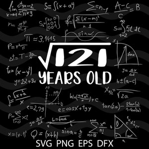 Square Root of 121:A Milestone Celebration Design | 11th Birthday | 11 Years old | Silhouette SVG PNG Cutting File Cricut Digital Download