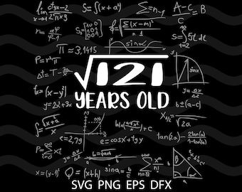 Square Root of 121:A Milestone Celebration Design | 11th Birthday | 11 Years old | Silhouette SVG PNG Cutting File Cricut Digital Download
