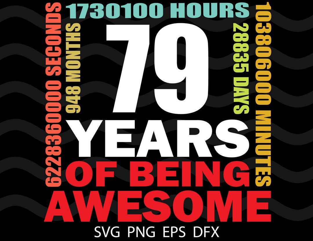 79th Birthday SVG 79 Years of Being Awesome Happy Birthday Design ...