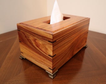 Hardwood Canarywood Tissue Box Holder with Pedestal Feet (for large tissue boxes)
